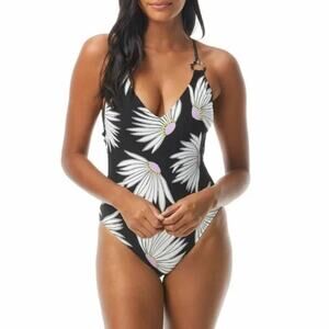 NWT Kate Spade Falling Flowers Plunging V-Neck Bathing Suit Size Small